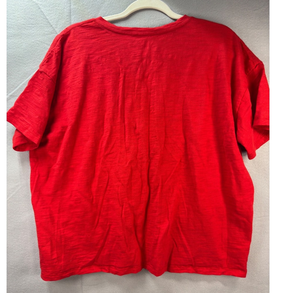 Wisconsin Badgers Football Women XL Red Cotton Slub V-Neck Tee NCAA Bucky UW - Picture 6 of 16